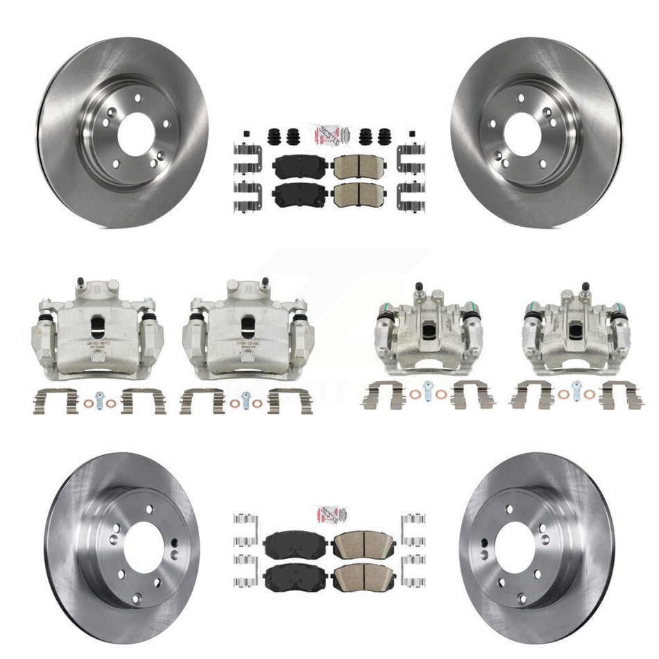 Front Rear Disc Brake Caliper Rotors And Ceramic Pads Kit (10Pc) For Hyundai Sonata KC8-102187N