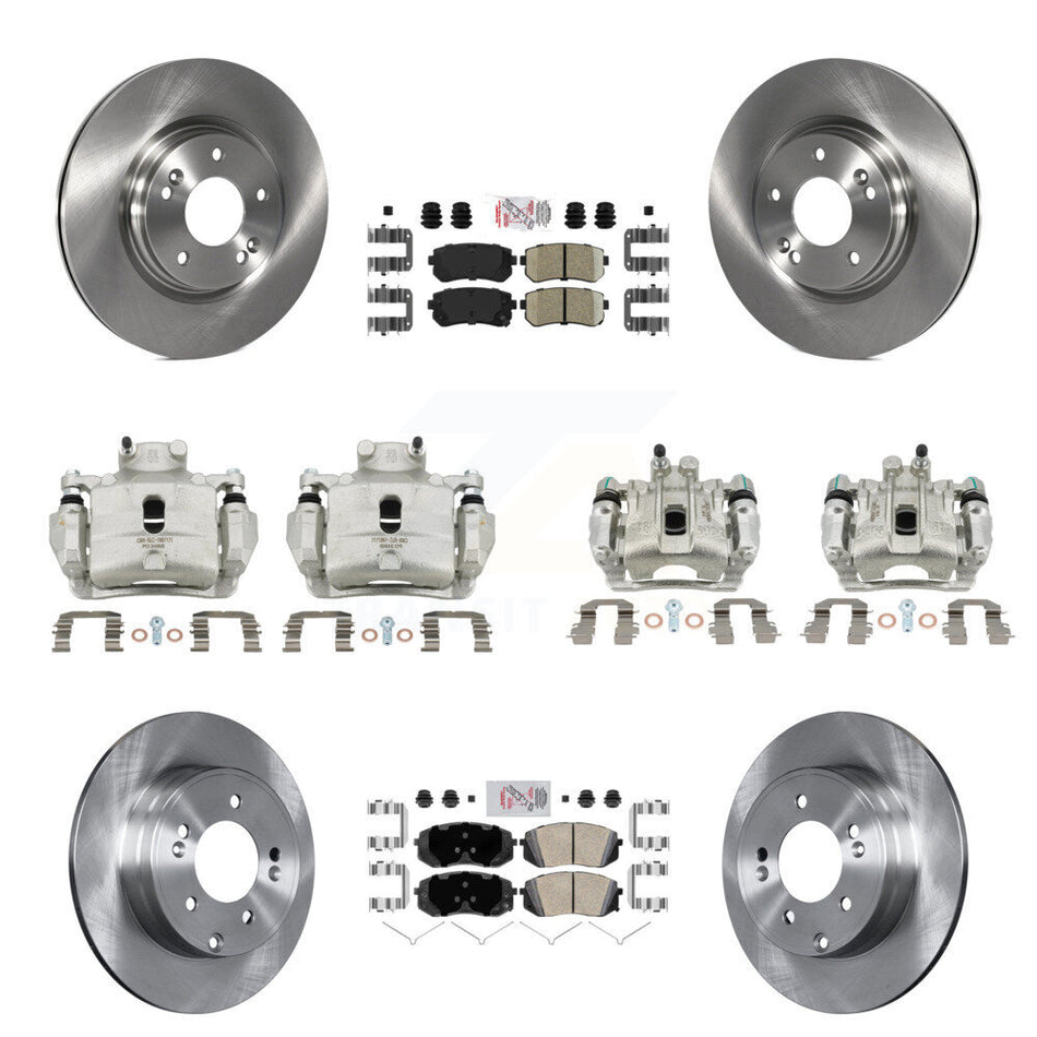 Front Rear Disc Brake Caliper Rotors And Ceramic Pads Kit (10Pc) For Hyundai Sonata KC8-102188N