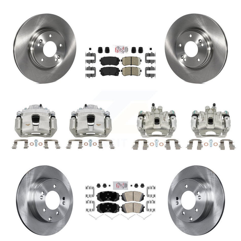 Front Rear Disc Brake Caliper Rotors And Ceramic Pads Kit (10Pc) For Hyundai Sonata KC8-102192N