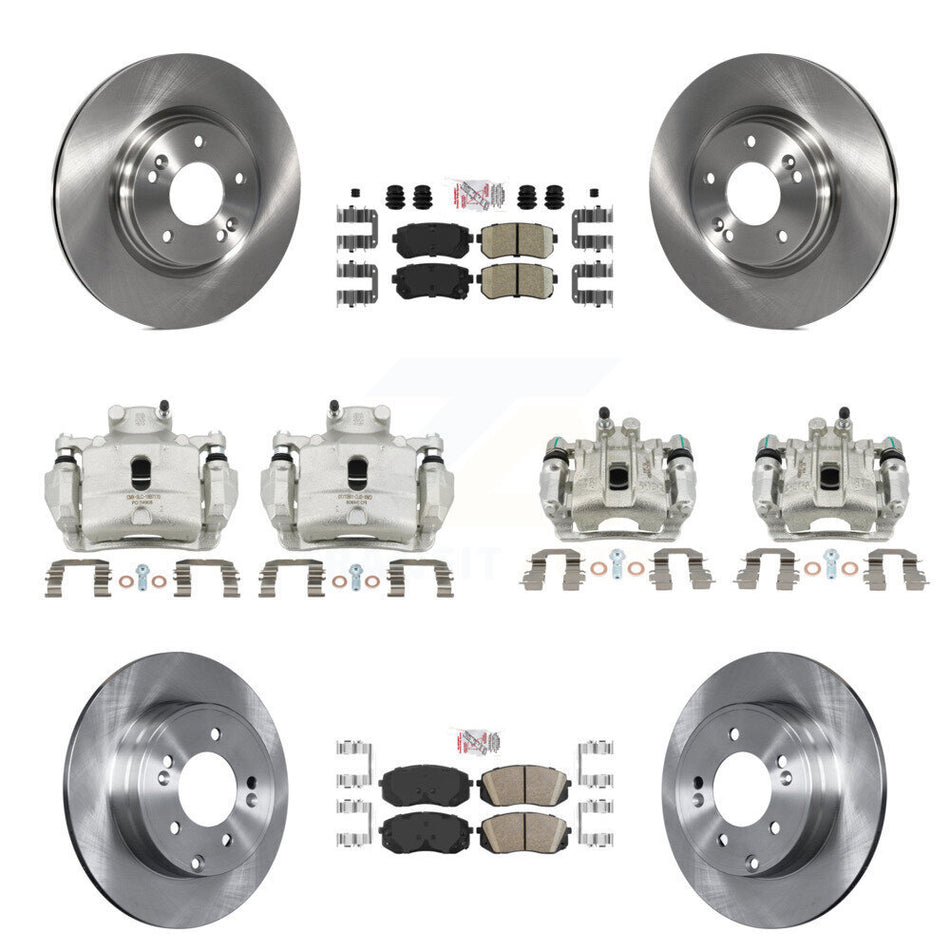 Front Rear Disc Brake Caliper Rotors And Ceramic Pads Kit (10Pc) For Hyundai Sonata KC8-102197N