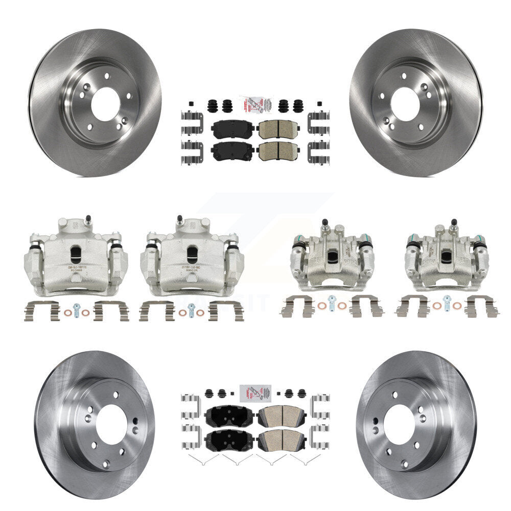 Front Rear Disc Brake Caliper Rotors And Ceramic Pads Kit (10Pc) For Hyundai Sonata KC8-102198N