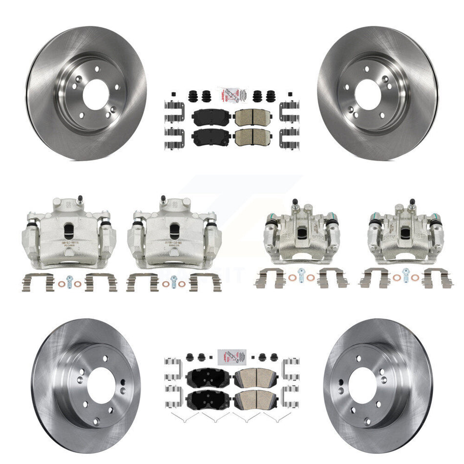 Front Rear Disc Brake Caliper Rotors And Ceramic Pads Kit (10Pc) For Hyundai Sonata KC8-102198N