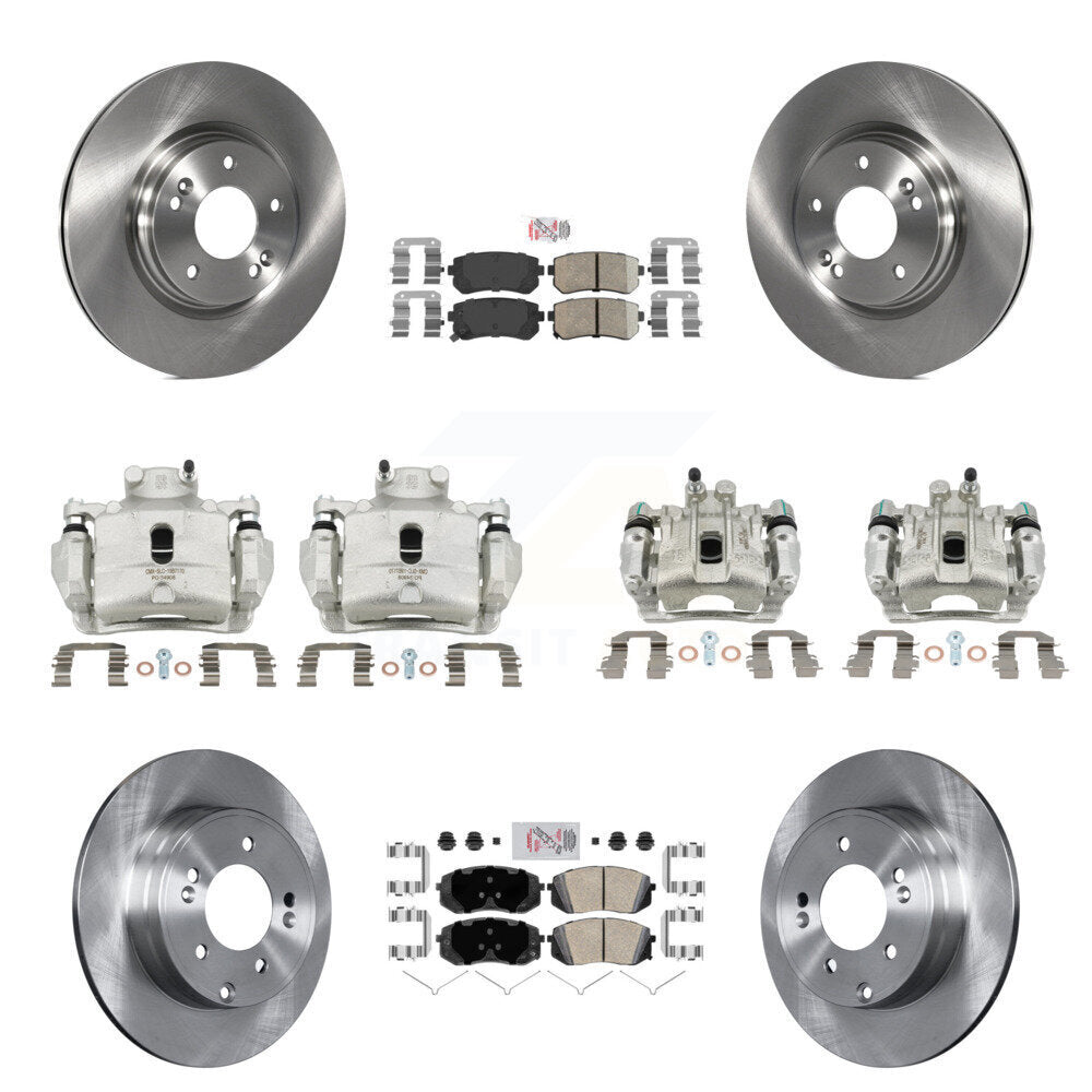 Front Rear Disc Brake Caliper Rotors And Ceramic Pads Kit (10Pc) For Hyundai Sonata KC8-102200N