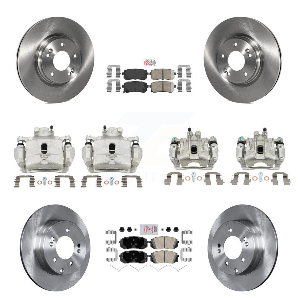 Front Rear Disc Brake Caliper Rotors And Ceramic Pads Kit (10Pc) For Hyundai Sonata KC8-102200N