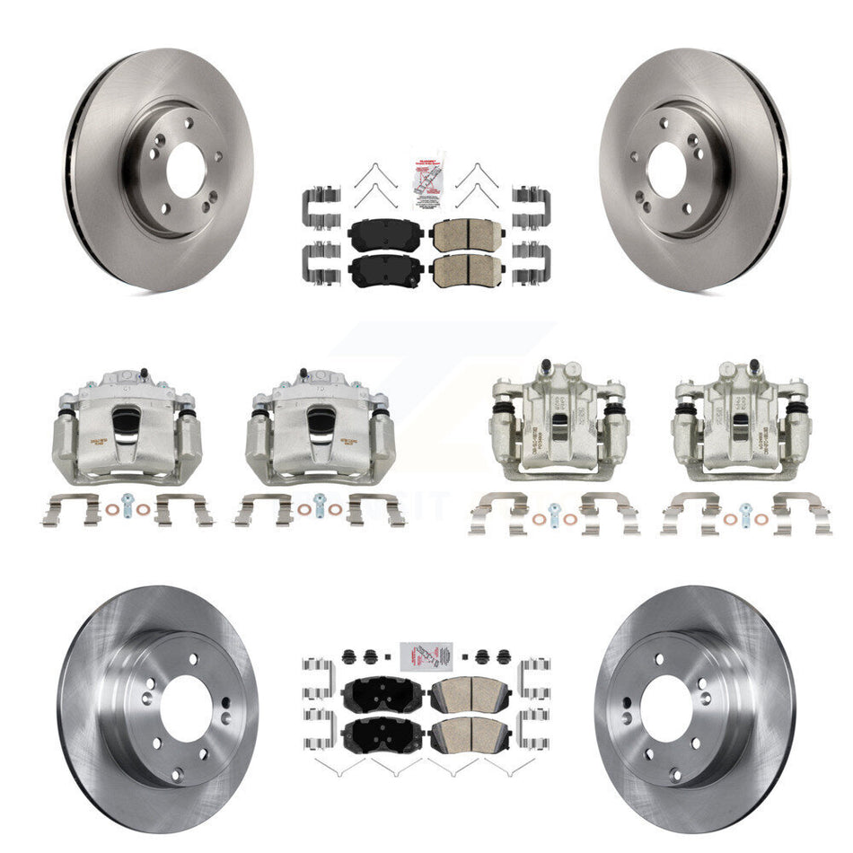 Front Rear Disc Brake Caliper Rotors And Ceramic Pads Kit (10Pc) For Hyundai Sonata KC8-102202N