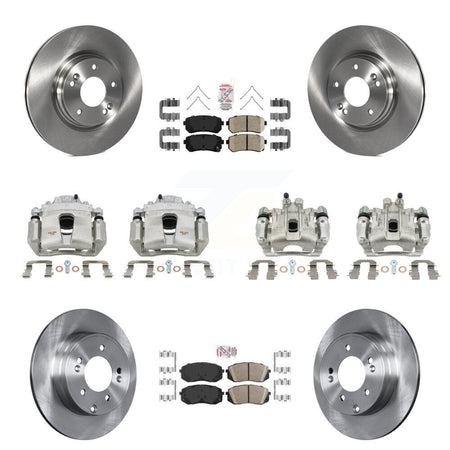Front Rear Disc Brake Caliper Rotors And Ceramic Pads Kit (10Pc) For Kia Optima KC8-102204N