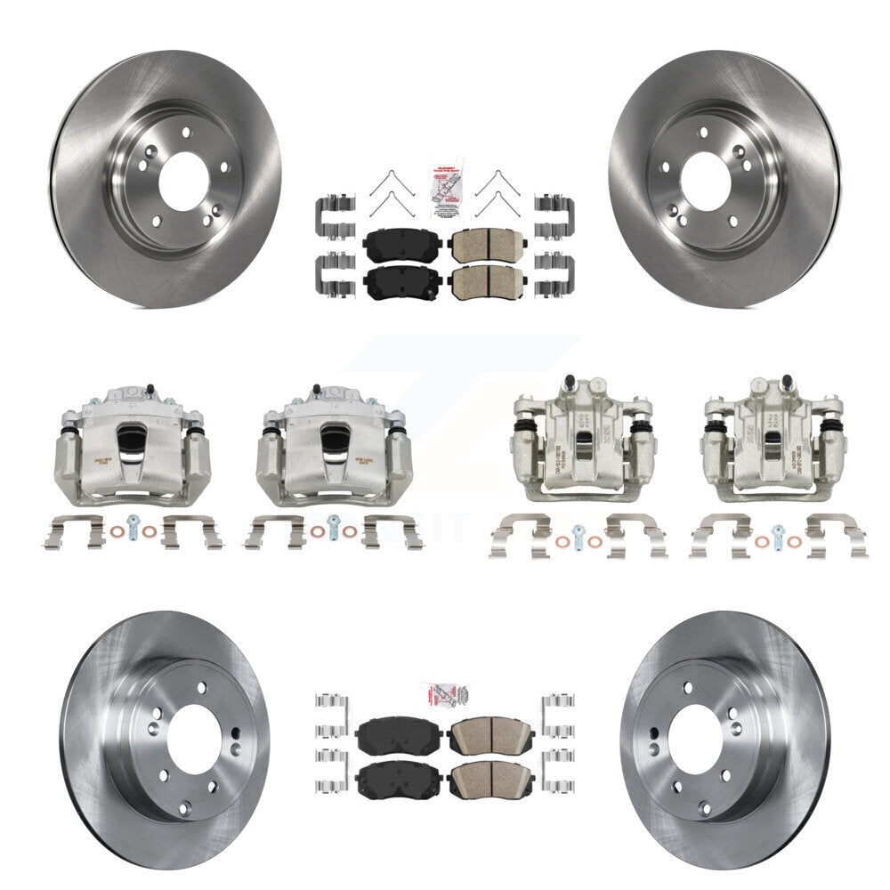 Front Rear Disc Brake Caliper Rotors And Ceramic Pads Kit (10Pc) For Kia Optima KC8-102206N
