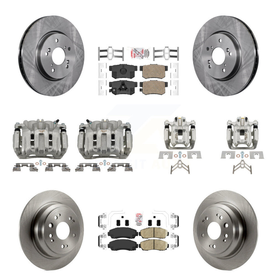 Front Rear Disc Brake Caliper Rotors And Ceramic Pads Kit (10Pc) For Honda Crosstour KC8-102216N