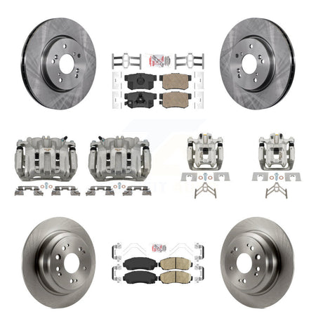 Front Rear Disc Brake Caliper Rotors And Ceramic Pads Kit (10Pc) For Honda Crosstour KC8-102217N