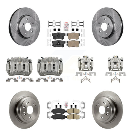 Front Rear Disc Brake Caliper Rotors And Ceramic Pads Kit (10Pc) For Honda Crosstour KC8-102218N