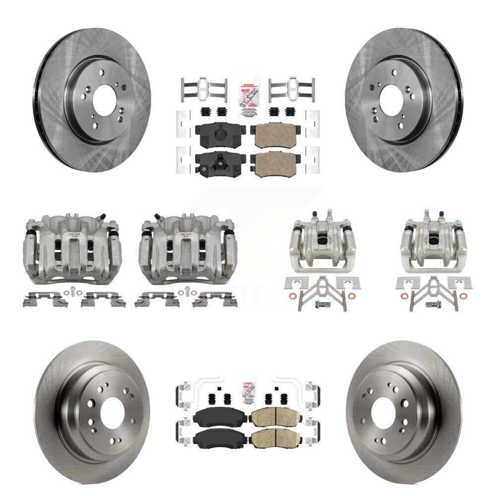 Front Rear Disc Brake Caliper Rotors & Ceramic Pad Kit (10Pc) For Honda Accord Crosstour KC8-102222N