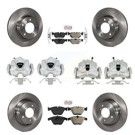 Front Rear Disc Brake Caliper Rotors And Semi-Metallic Pads Kit (10Pc) For 2008 BMW 328i Sedan Coupe To 08 07 KC8-102270N by Transit Auto