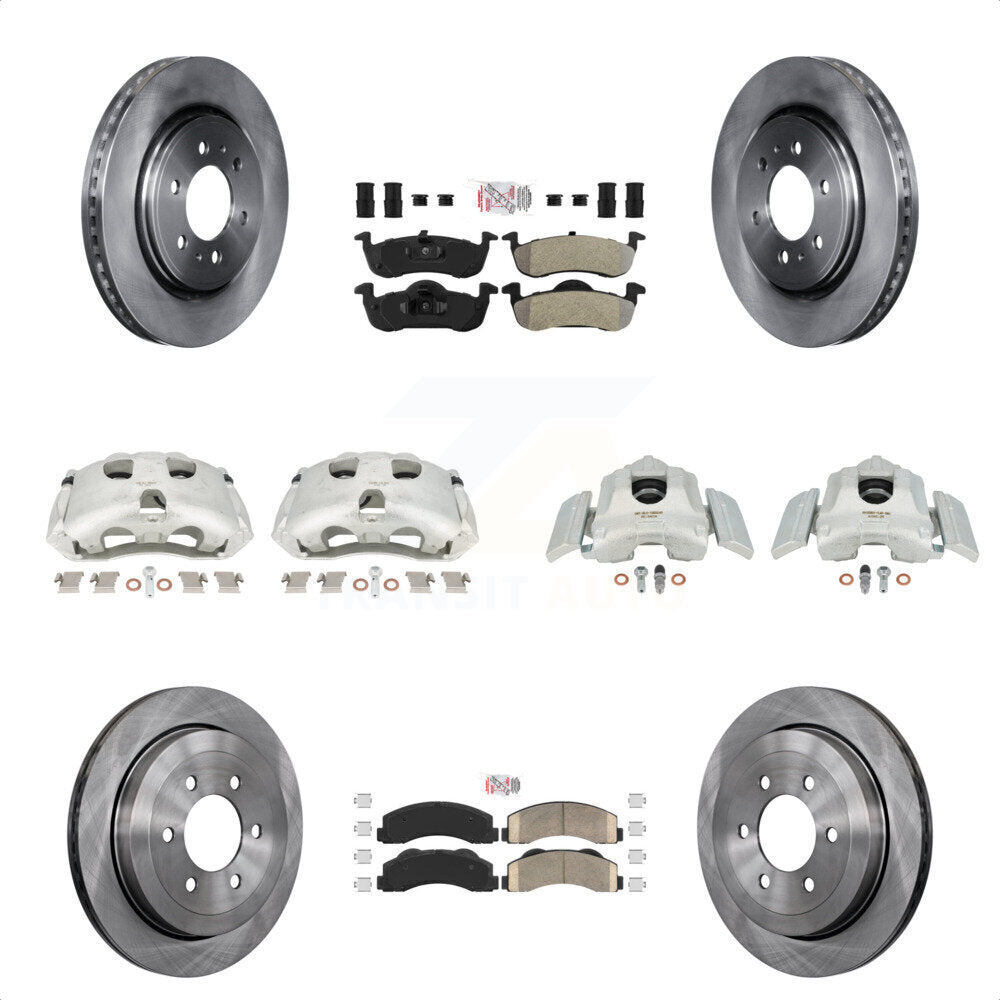 Front Rear Disc Brake Caliper Rotors And PADSMATERIAL Pads Kit (10Pc) For 2010-2017 Ford Expedition Lincoln Navigator KC8-102278N by Transit Auto