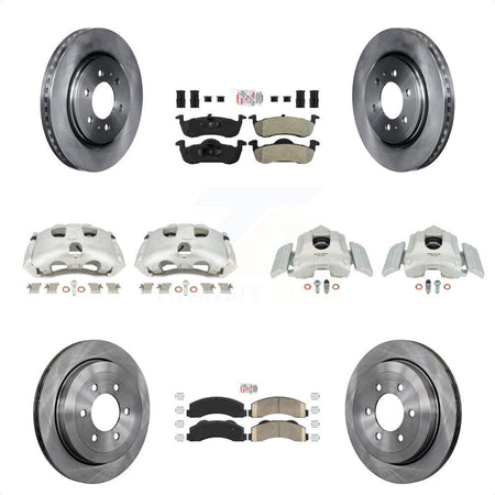 Front Rear Disc Brake Caliper Rotors And PADSMATERIAL Pads Kit (10Pc) For 2010-2017 Ford Expedition Lincoln Navigator KC8-102278N by Transit Auto