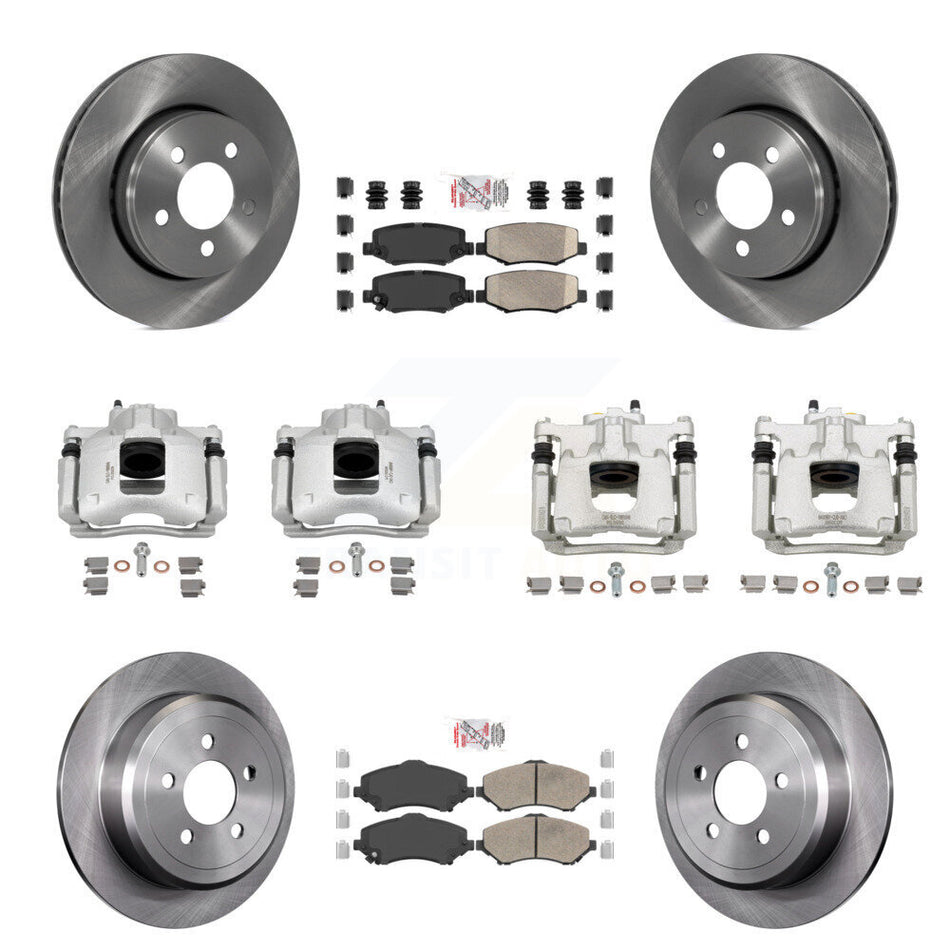 Front Rear Disc Brake Caliper Rotors And Ceramic Pads Kit (10Pc) For Dodge Nitro KC8-102301N
