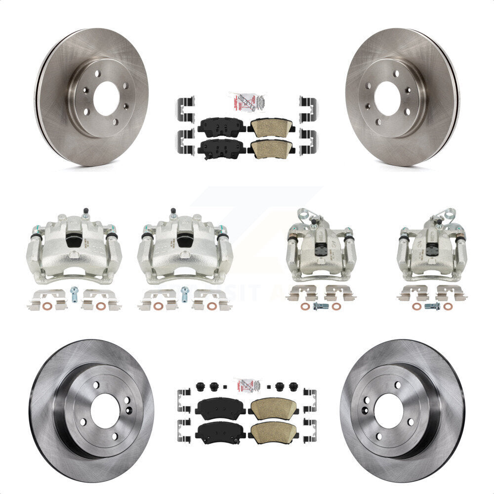 Front Rear Disc Brake Caliper Rotors And Ceramic Pads Kit (10Pc) For 2012-2016 Hyundai Accent KC8-102306N by Transit Auto