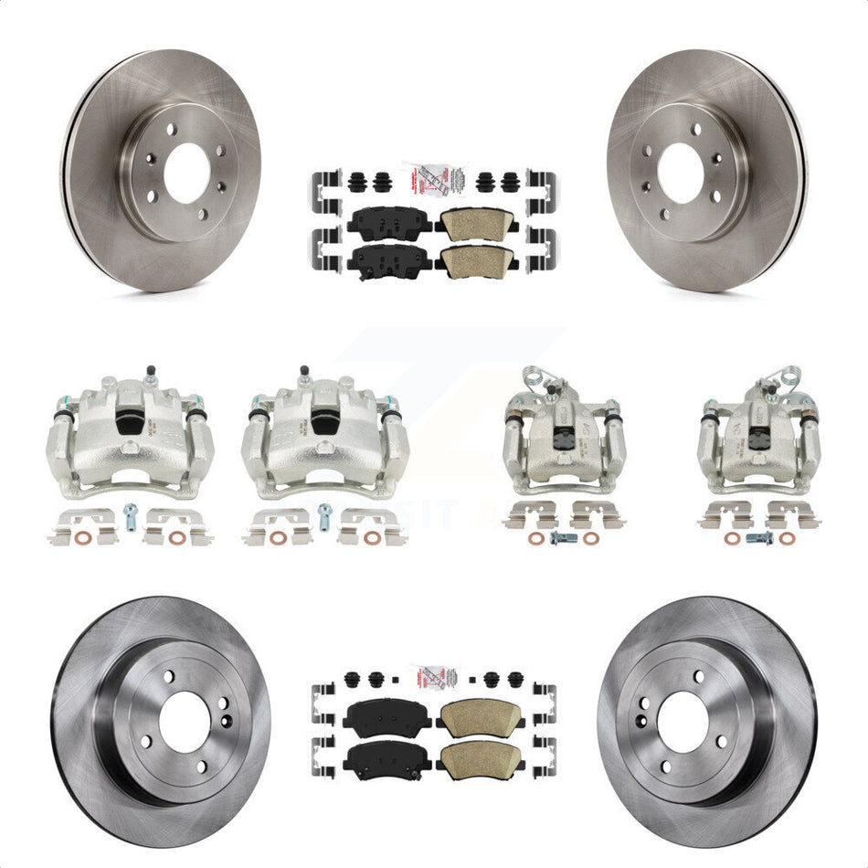 Front Rear Disc Brake Caliper Rotors And Ceramic Pads Kit (10Pc) For 2012-2016 Hyundai Accent KC8-102308N by Transit Auto