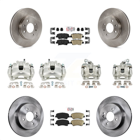 Front Rear Disc Brake Caliper Rotors And Ceramic Pads Kit (10Pc) For 2012-2016 Hyundai Accent KC8-102309N by Transit Auto