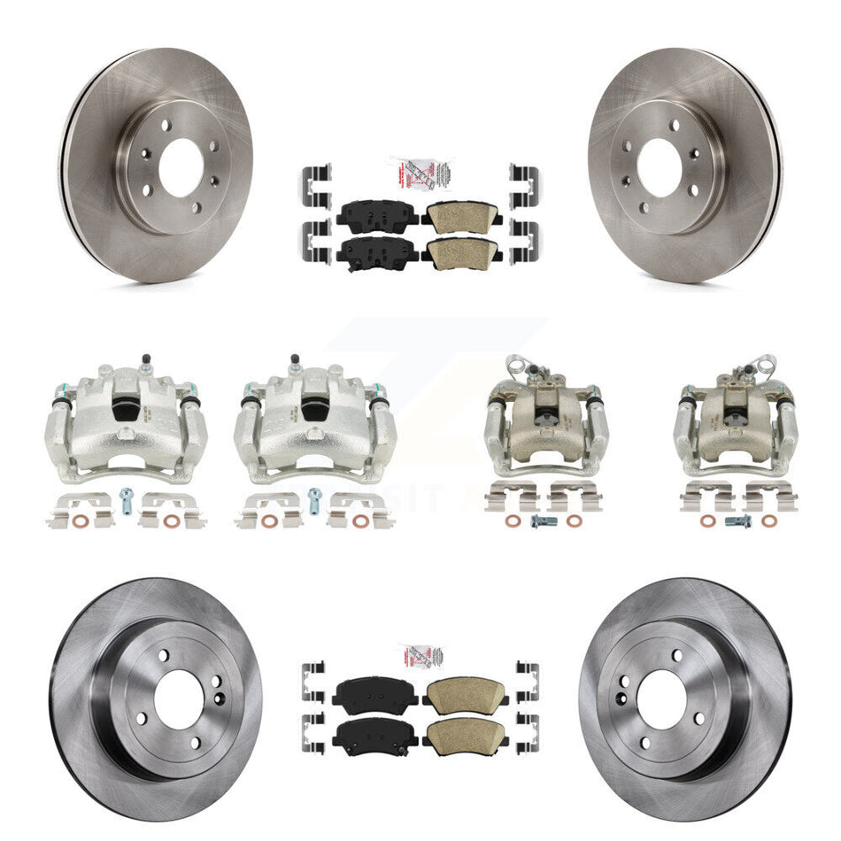 Front Rear Disc Brake Caliper Rotors And Ceramic Pads Kit (10Pc) For Kia Rio KC8-102315N