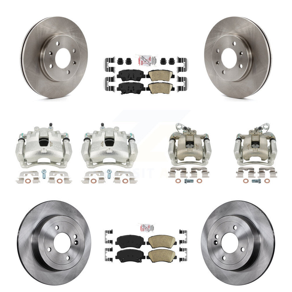 Front Rear Disc Brake Caliper Rotors And Ceramic Pads Kit (10Pc) For Kia Rio KC8-102317N