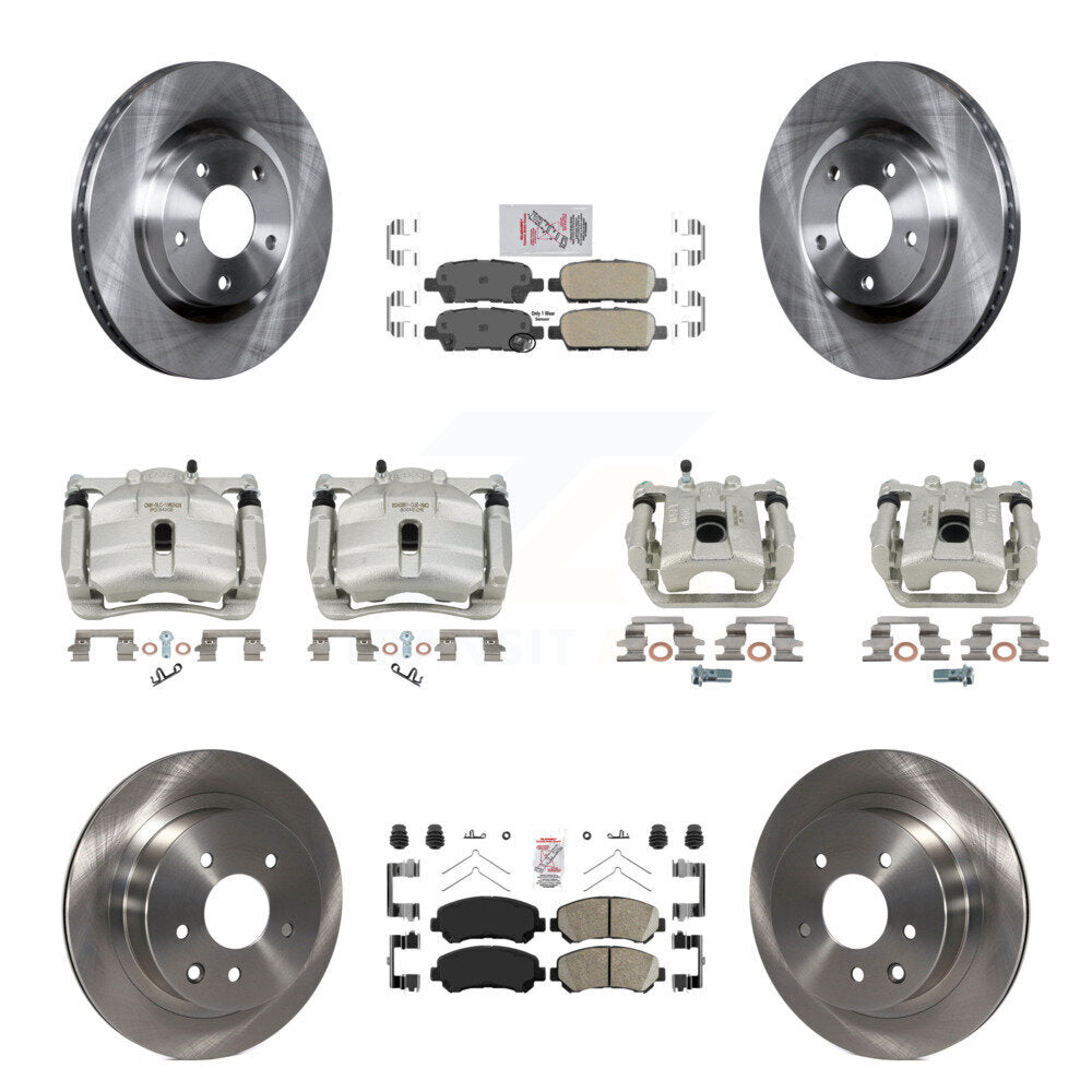 Front Rear Disc Brake Caliper Rotors And Ceramic Pads Kit (10Pc) For Nissan Rogue Select KC8-102318N