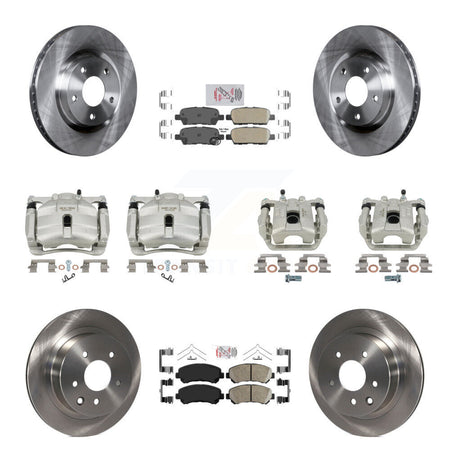 Front Rear Disc Brake Caliper Rotors And Ceramic Pads Kit (10Pc) For Nissan Rogue Select KC8-102319N