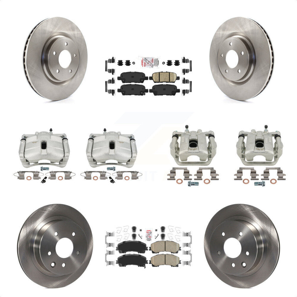 Front Rear Disc Brake Caliper Rotors And Ceramic Pads Kit (10Pc) For 2014-2015 Nissan Rogue SL With 3rd Row Seating KC8-102324N by Transit Auto