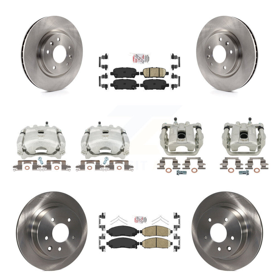Front Rear Disc Brake Caliper Rotors And Ceramic Pads Kit (10Pc) For 2015 Nissan LEAF Vehicles Manufactured In Japan KC8-102330N
