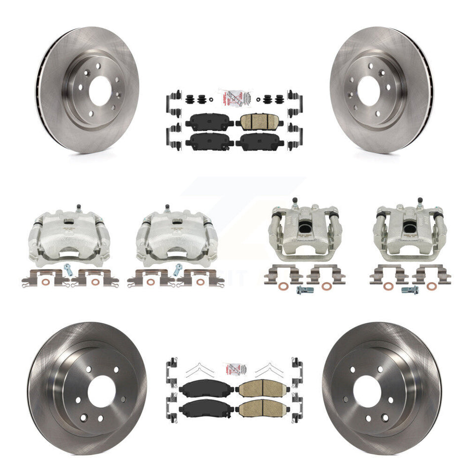 Front Rear Disc Brake Caliper Rotors And Ceramic Pads Kit (10Pc) For 2015 Nissan LEAF Vehicles Manufactured In Japan KC8-102332N
