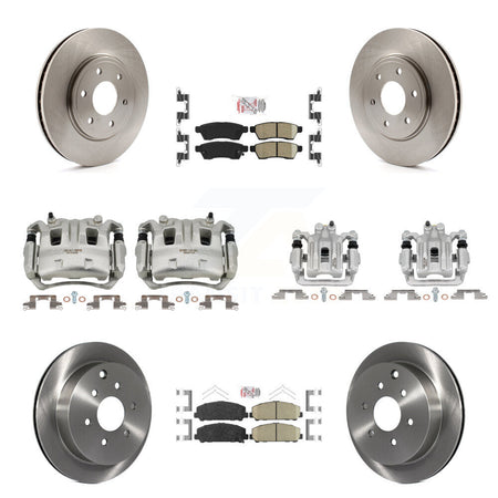 Front Rear Disc Brake Caliper Rotors And Ceramic Pads Kit (10Pc) For Suzuki Equator KC8-102351N