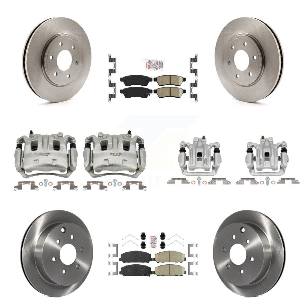 Front Rear Disc Brake Caliper Rotors And Ceramic Pads Kit (10Pc) For Suzuki Equator KC8-102352N