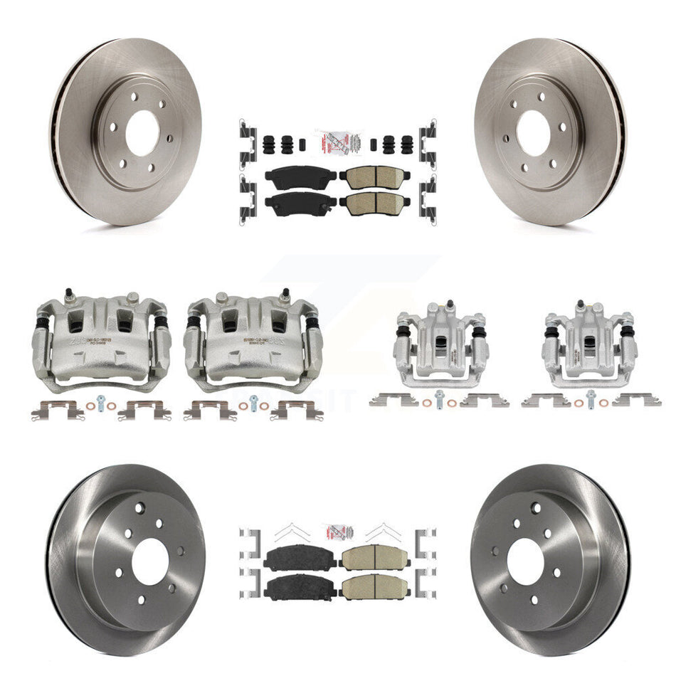 Front Rear Disc Brake Caliper Rotors And Ceramic Pads Kit (10Pc) For Suzuki Equator KC8-102353N