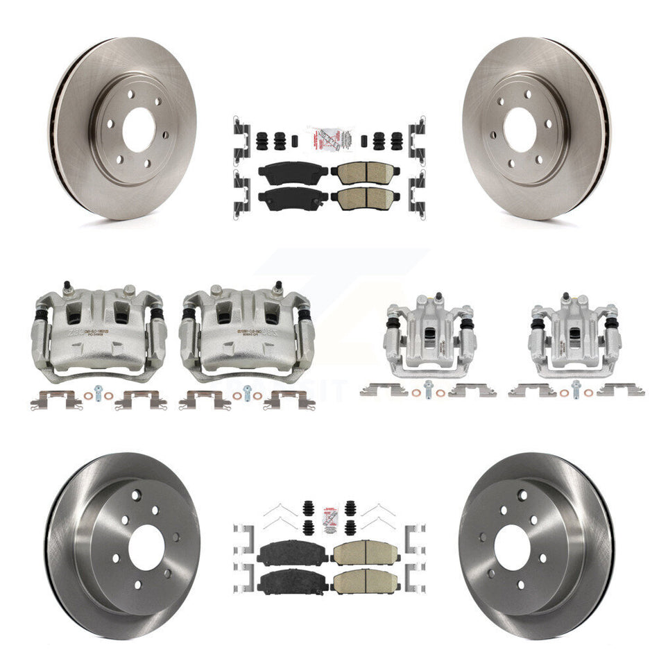 Front Rear Disc Brake Caliper Rotors And Ceramic Pads Kit (10Pc) For Suzuki Equator KC8-102354N