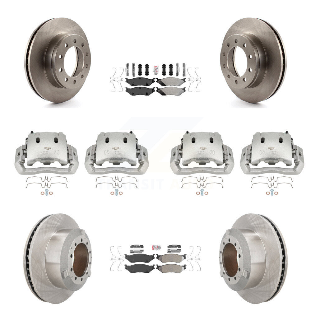 Front Rear Brake Caliper Rotors & Semi-Metallic Pad Kit (10Pc) For Ford F-450 Super Duty KC8-102356N