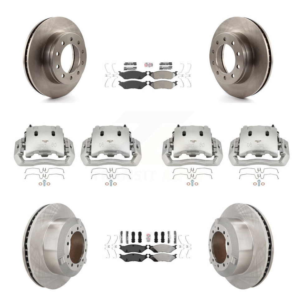 Front Rear Brake Caliper Rotors & Semi-Metallic Pad Kit (10Pc) For Ford F-450 Super Duty KC8-102357N