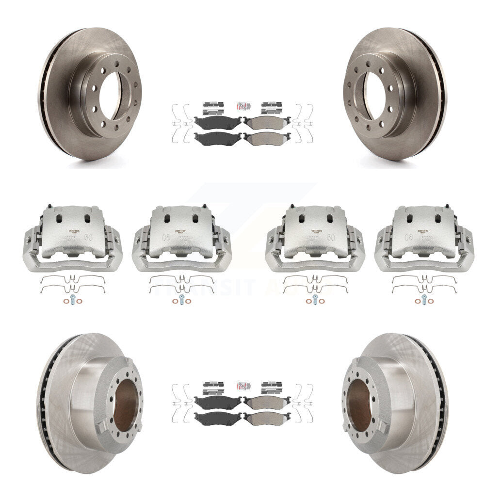 Front Rear Brake Caliper Rotors & Semi-Metallic Pad Kit (10Pc) For Ford F-450 Super Duty KC8-102358N