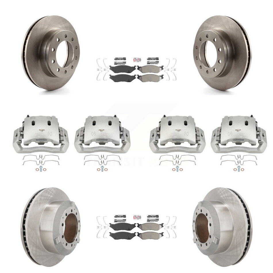 Front Rear Brake Caliper Rotors & Semi-Metallic Pad Kit (10Pc) For Ford F-450 Super Duty KC8-102358N