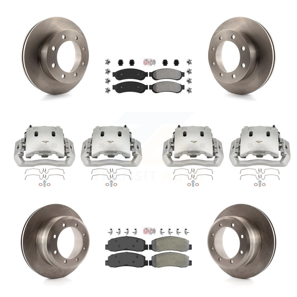 Front Rear Brake Caliper Rotors & Semi-Metallic Pad Kit (10Pc) For Ford F-450 Super Duty KC8-102365N