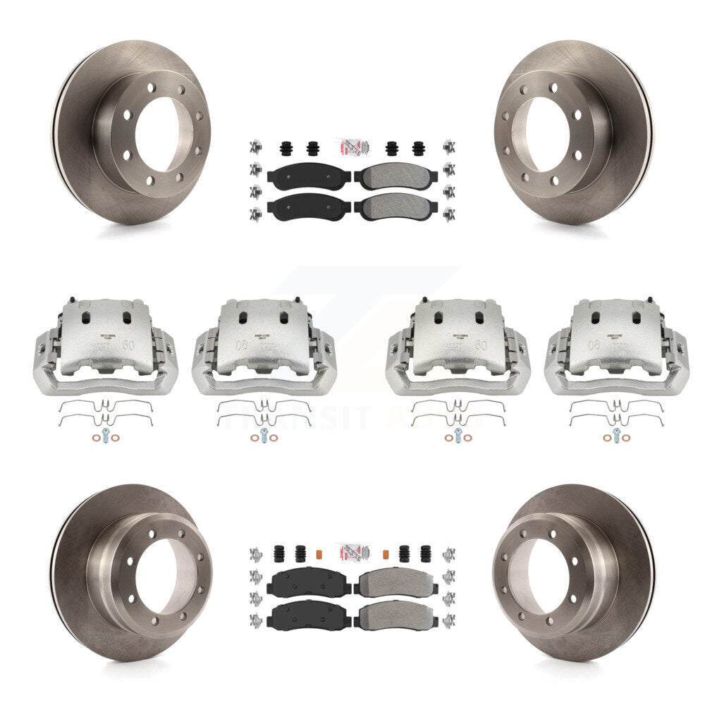 Front Rear Brake Caliper Rotors & Semi-Metallic Pad Kit (10Pc) For Ford F-450 Super Duty KC8-102366N