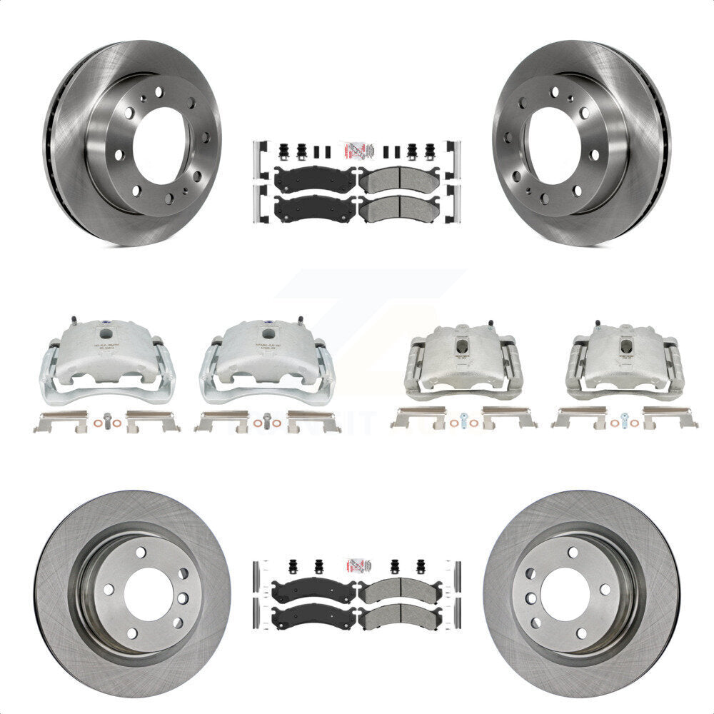 Front Rear Disc Brake Caliper Rotors And Semi-Metallic Pads Kit (10Pc) For Chevrolet Silverado 2500 HD GMC Sierra 3500 Classic Suburban Yukon XL Avalanche KC8-102375N by Transit Auto