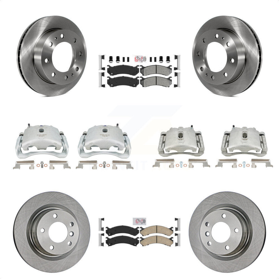 Front Rear Disc Brake Caliper Rotors And PADSMATERIAL Pads Kit (10Pc) For Chevrolet Silverado 2500 HD GMC Sierra 3500 Classic Suburban Yukon XL Avalanche KC8-102376N by Transit Auto