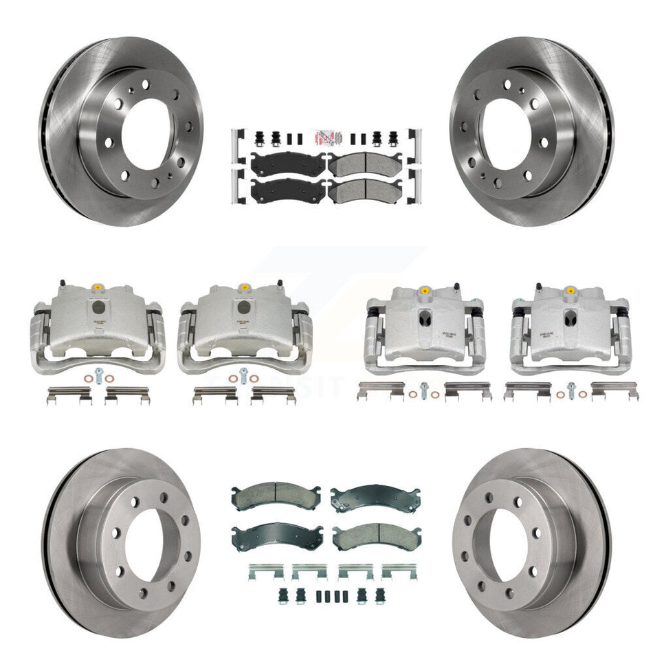 Front Rear Disc Brake Caliper Rotors And Semi-Metallic Pads Kit (10Pc) For Chevrolet Silverado 2500 HD GMC Sierra 3500 Classic Suburban Yukon XL Avalanche KC8-102377N
