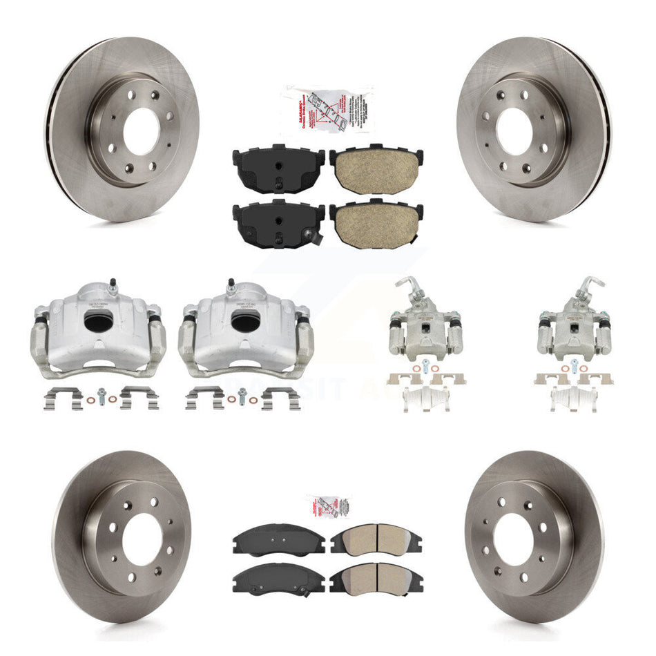 Front Rear Disc Brake Caliper Rotors Ameribrakes Pad Kit (10Pc) For Kia Spectra Spectra5 KC8-102378N
