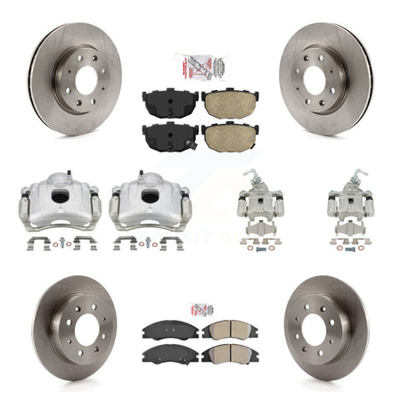 Front Rear Disc Brake Caliper Rotors Ameribrakes Pad Kit (10Pc) For Kia Spectra Spectra5 KC8-102379N
