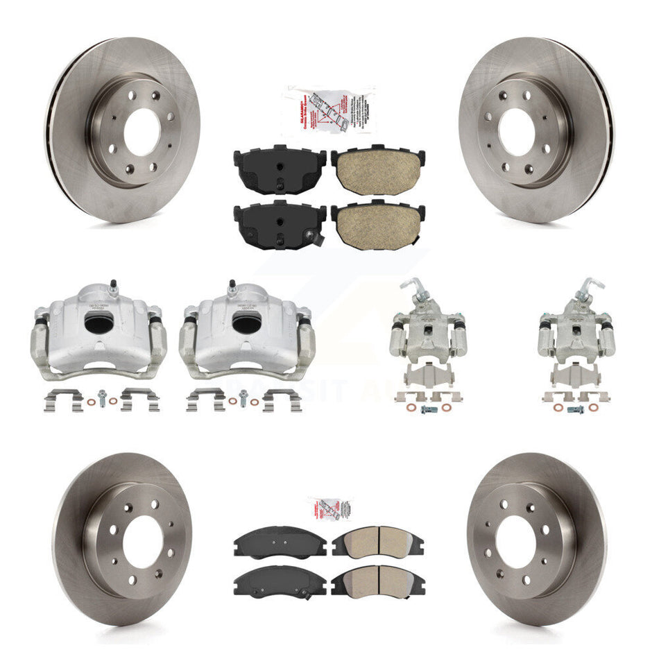 Front Rear Disc Brake Caliper Rotors Ameribrakes Pad Kit (10Pc) For Kia Spectra Spectra5 KC8-102379N