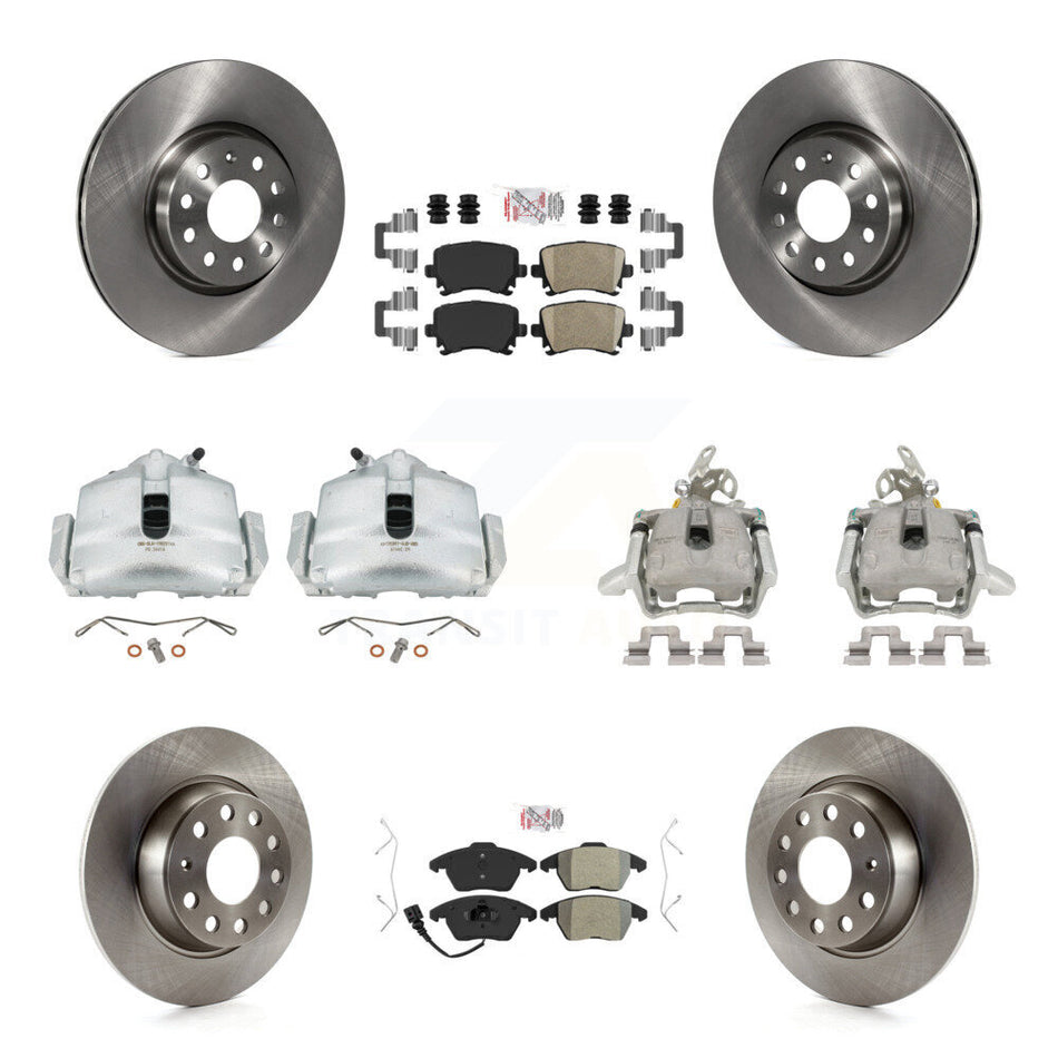 Front Rear Disc Brake Caliper Rotors And PADSMATERIAL Pads Kit (10Pc) For Volkswagen GTI KC8-102380N