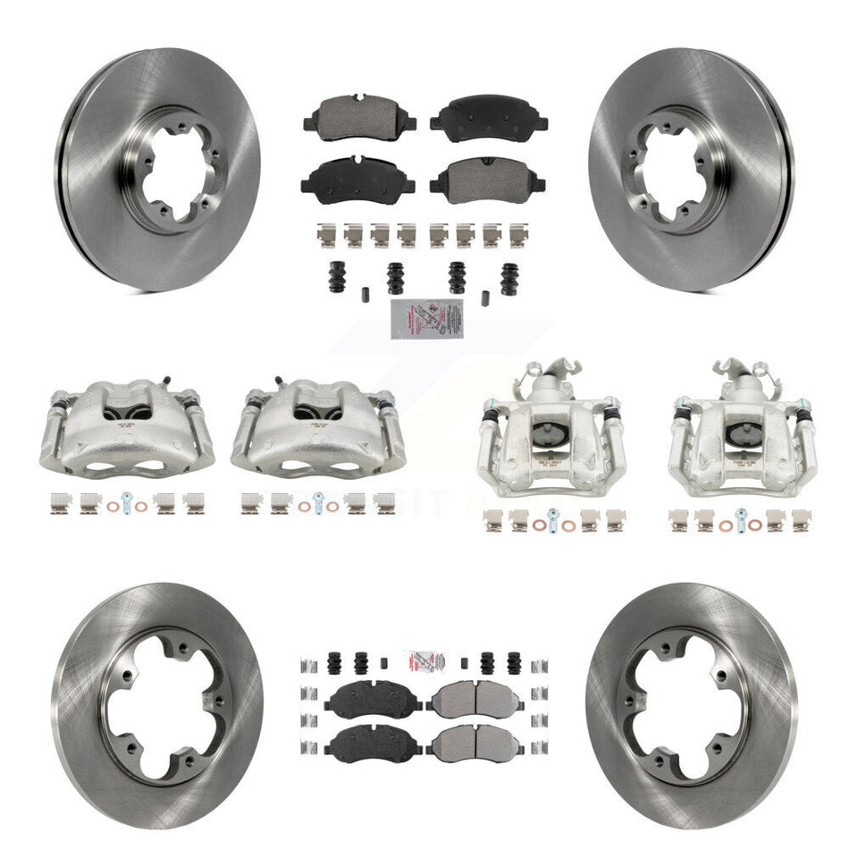 Front Rear Disc Brake Caliper Rotors & Semi-Metallic Pad Kit (10Pc) For Ford Transit-250 KC8-102388N