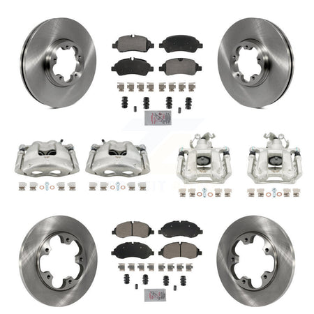 Front Rear Disc Brake Caliper Rotors & Semi-Metallic Pad Kit (10Pc) For Ford Transit-250 KC8-102390N