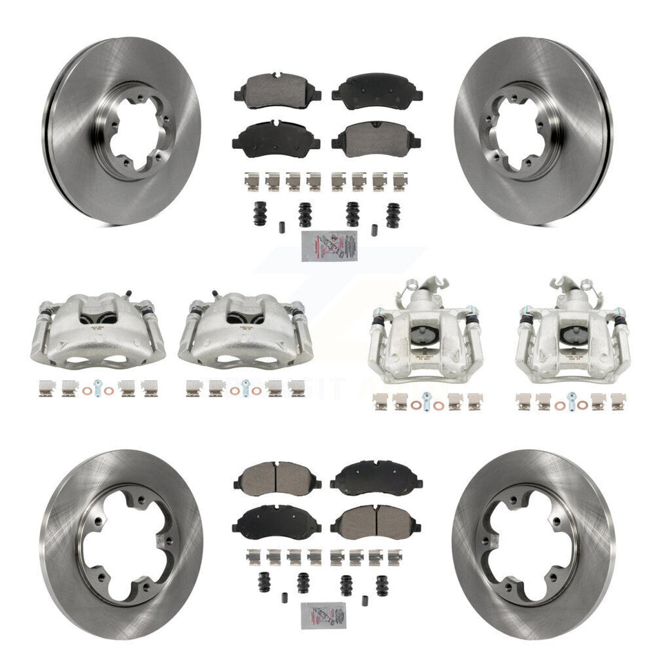 Front Rear Disc Brake Caliper Rotors & Semi-Metallic Pad Kit (10Pc) For Ford Transit-250 KC8-102390N
