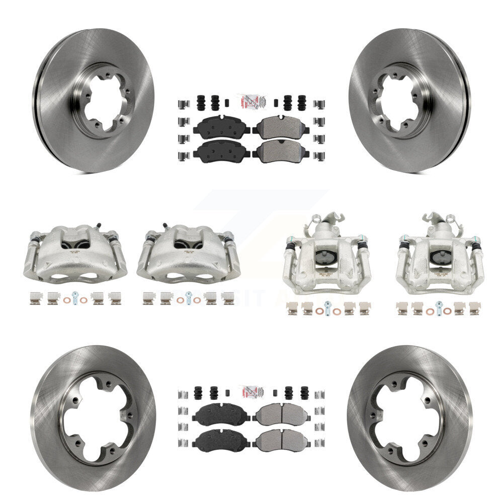 Front Rear Disc Brake Caliper Rotors & Semi-Metallic Pad Kit (10Pc) For Ford Transit-250 KC8-102391N